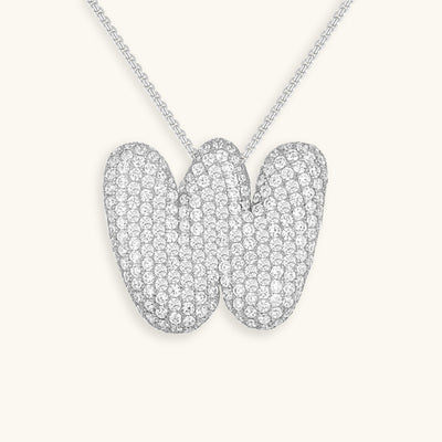 Naszyjnik z inicjałem Bubble z diamentem | Złoto 18k