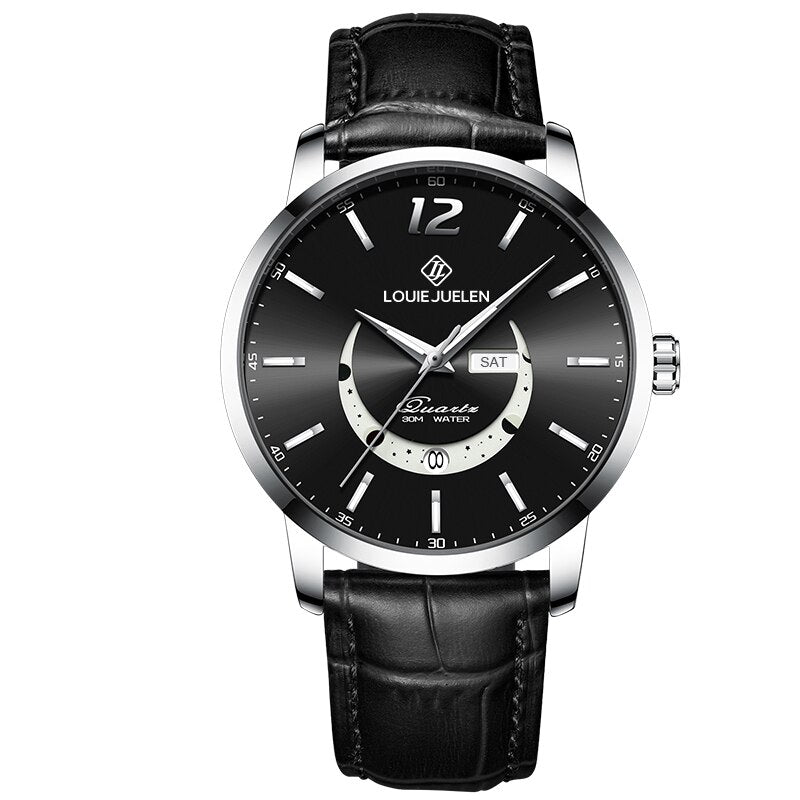 Elegancki Luminous Zegarek z Fazą Księżyca