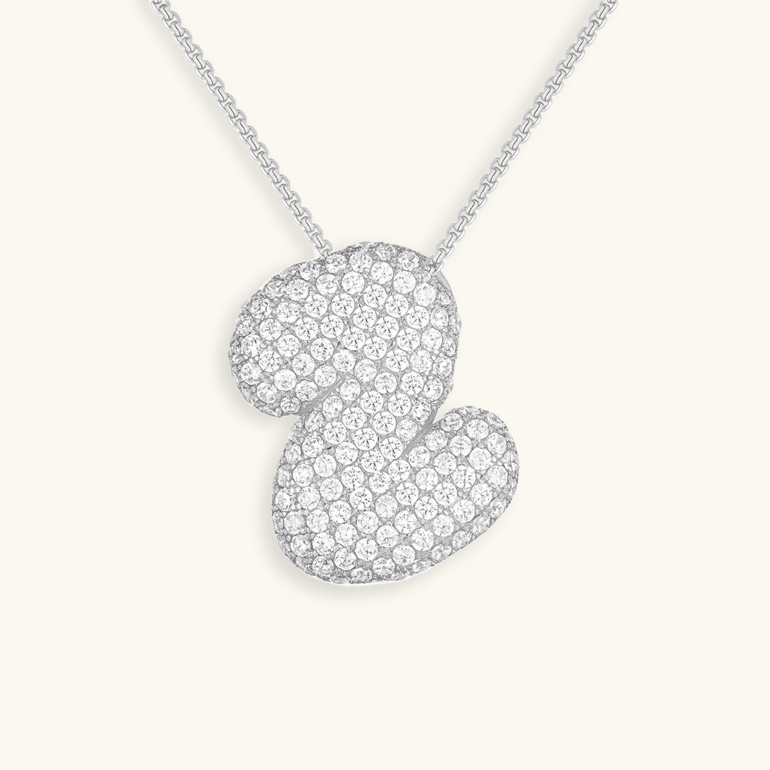 Naszyjnik z inicjałem Bubble z diamentem | Złoto 18k