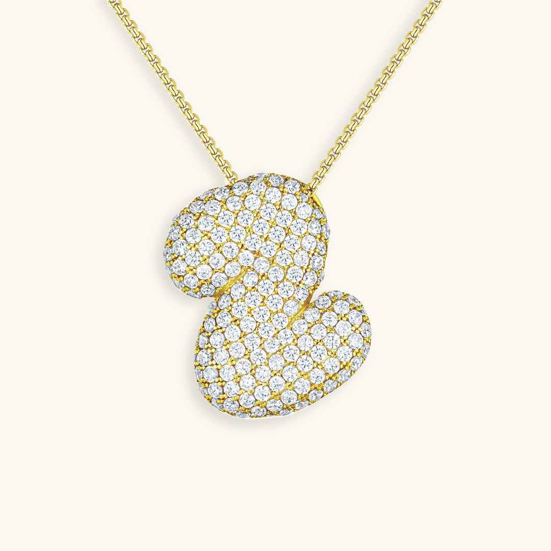 Naszyjnik z inicjałem Bubble z diamentem | Złoto 18k
