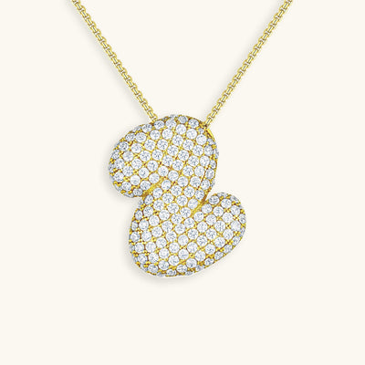 Naszyjnik z inicjałem Bubble z diamentem | Złoto 18k