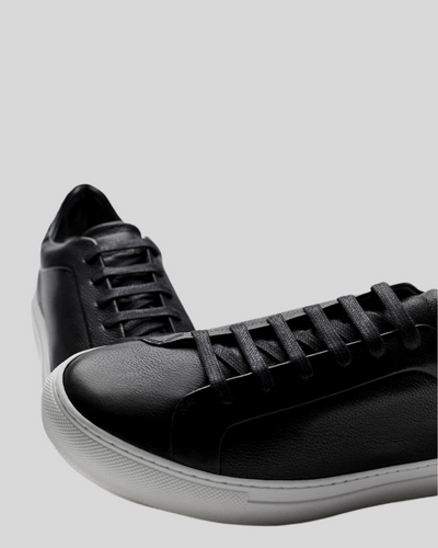 Skórne Sneakersy Oxford - Czarne