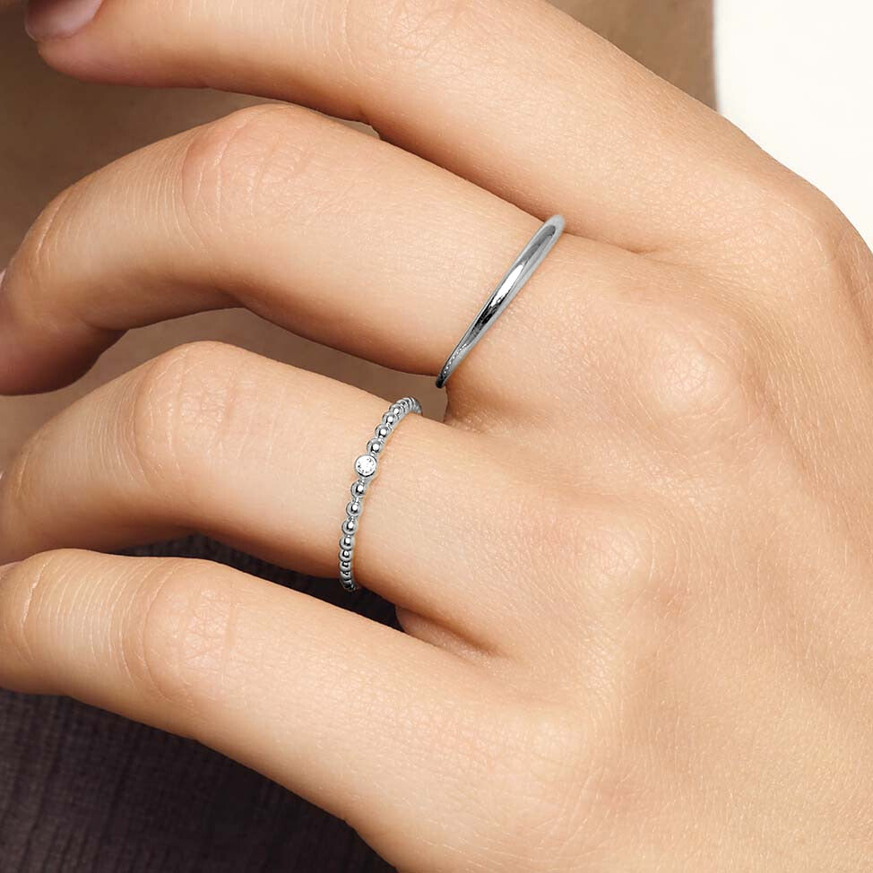 Elegancki Pierścionek Kopułkowy | Białe Złoto 14k