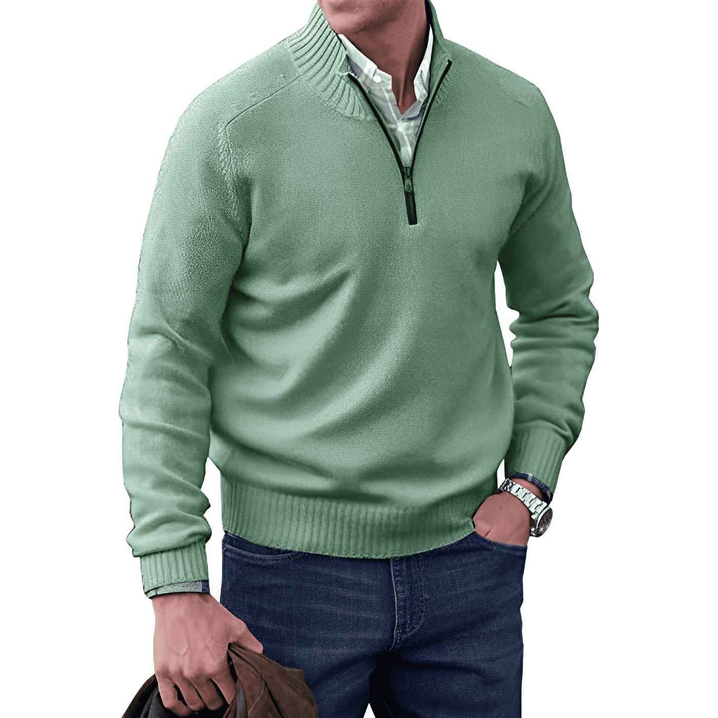 Kasper | Elegancki sweter z kaszmiru z zamkiem błyskawicznym