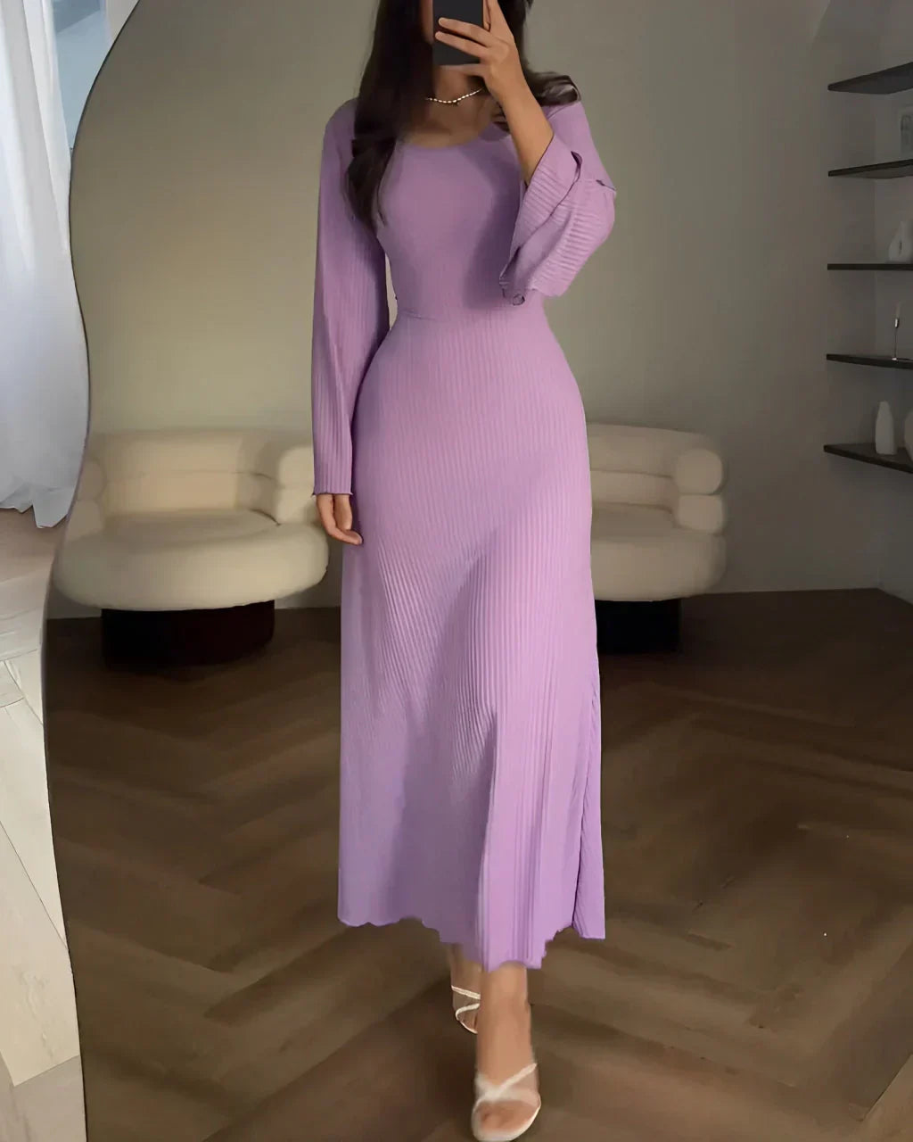 Rosea Elegant Chic dzianinowa sukienka maxi