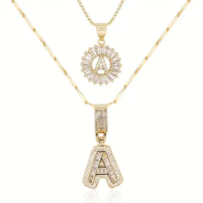 Naszyjnik z literą inicjału Moissanite | Białe Złoto 18k
