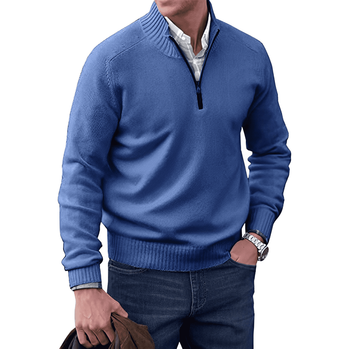 Kasper | Elegancki sweter z kaszmiru z zamkiem błyskawicznym