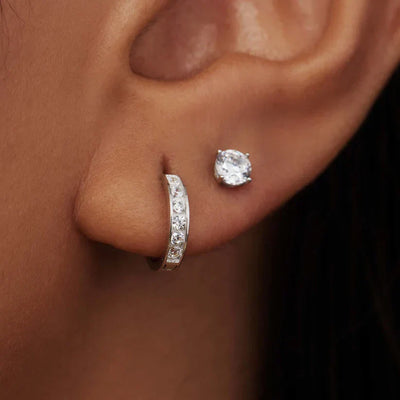 Zestaw Kolczyków Dara Brillane z Kamieniem | Białe Złoto 14k