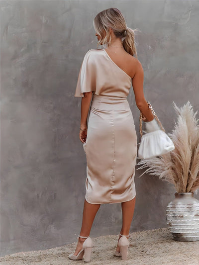 Elegancka sukienka z jedwabiu Rosea z rozcięciami