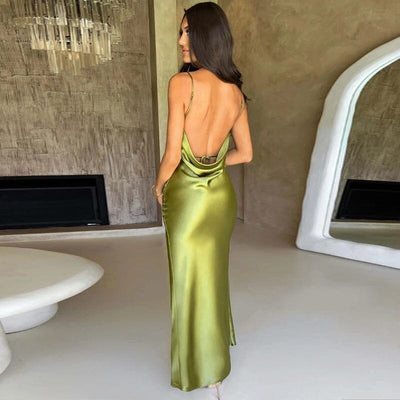 Sukienka maxi Rosea Satin z cienkimi ramiączkami