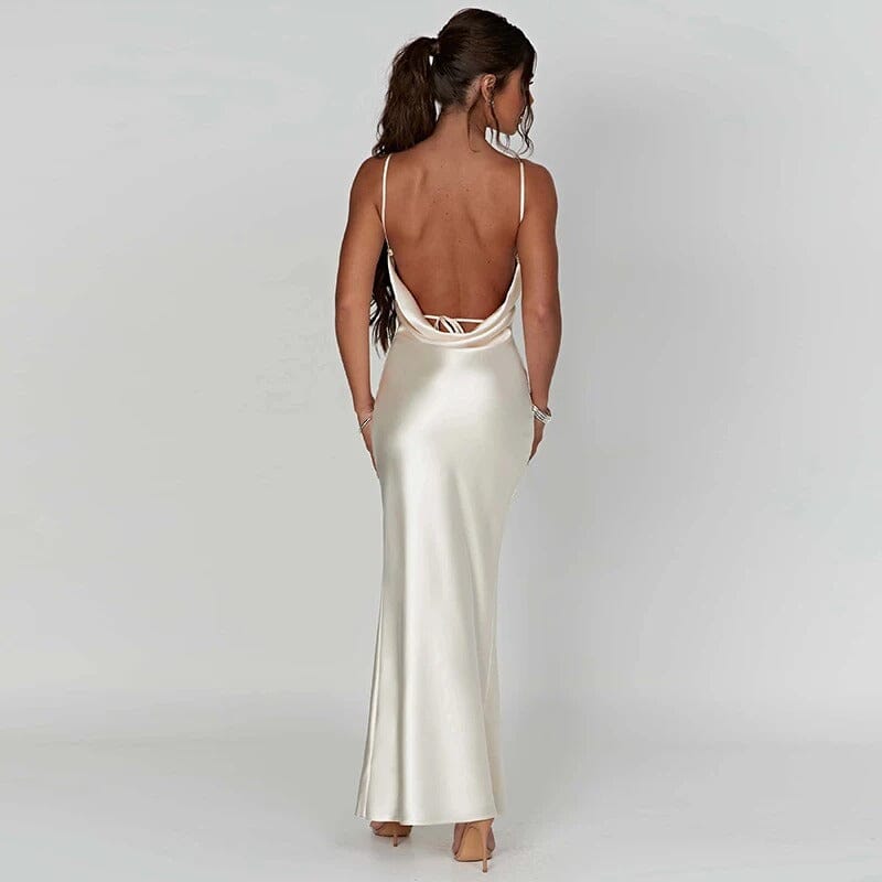 Sukienka maxi Rosea Satin z cienkimi ramiączkami