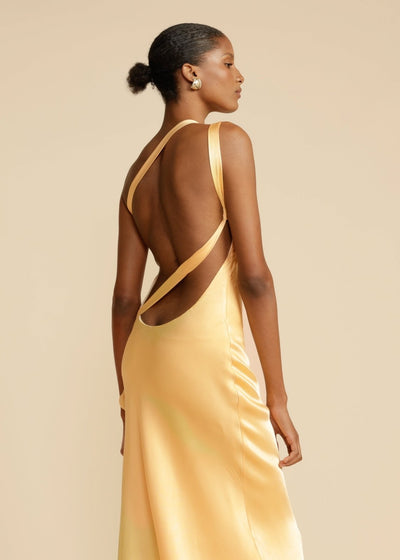 Sukienka maxi Rosea Silk z eleganckimi ramiączkami