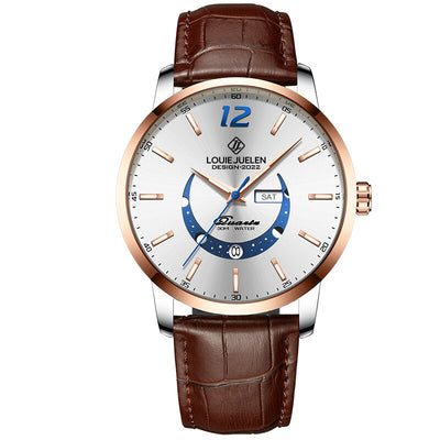 Elegancki Luminous Zegarek z Fazą Księżyca